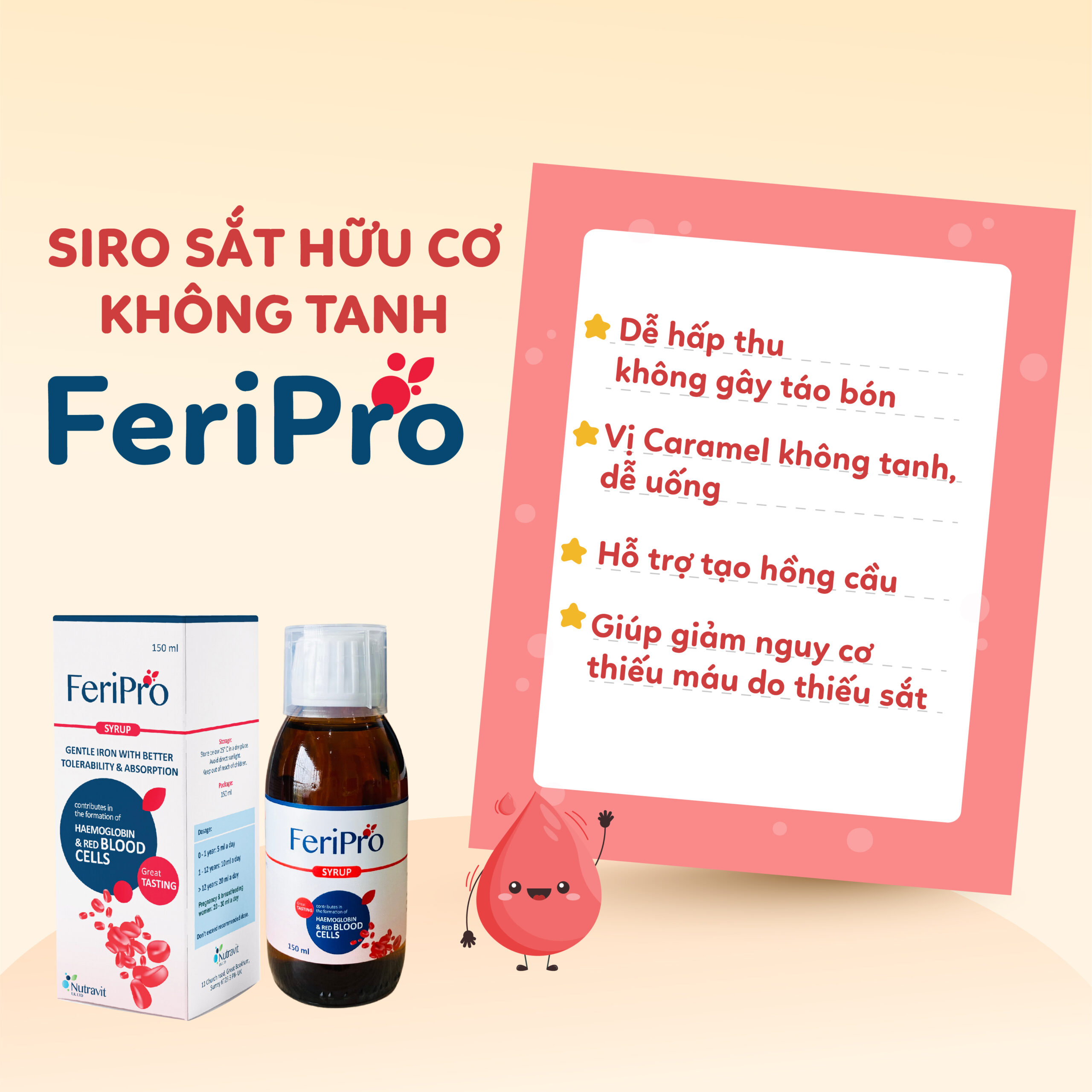 Siro Sắt hữu cơ không tanh FeriPro