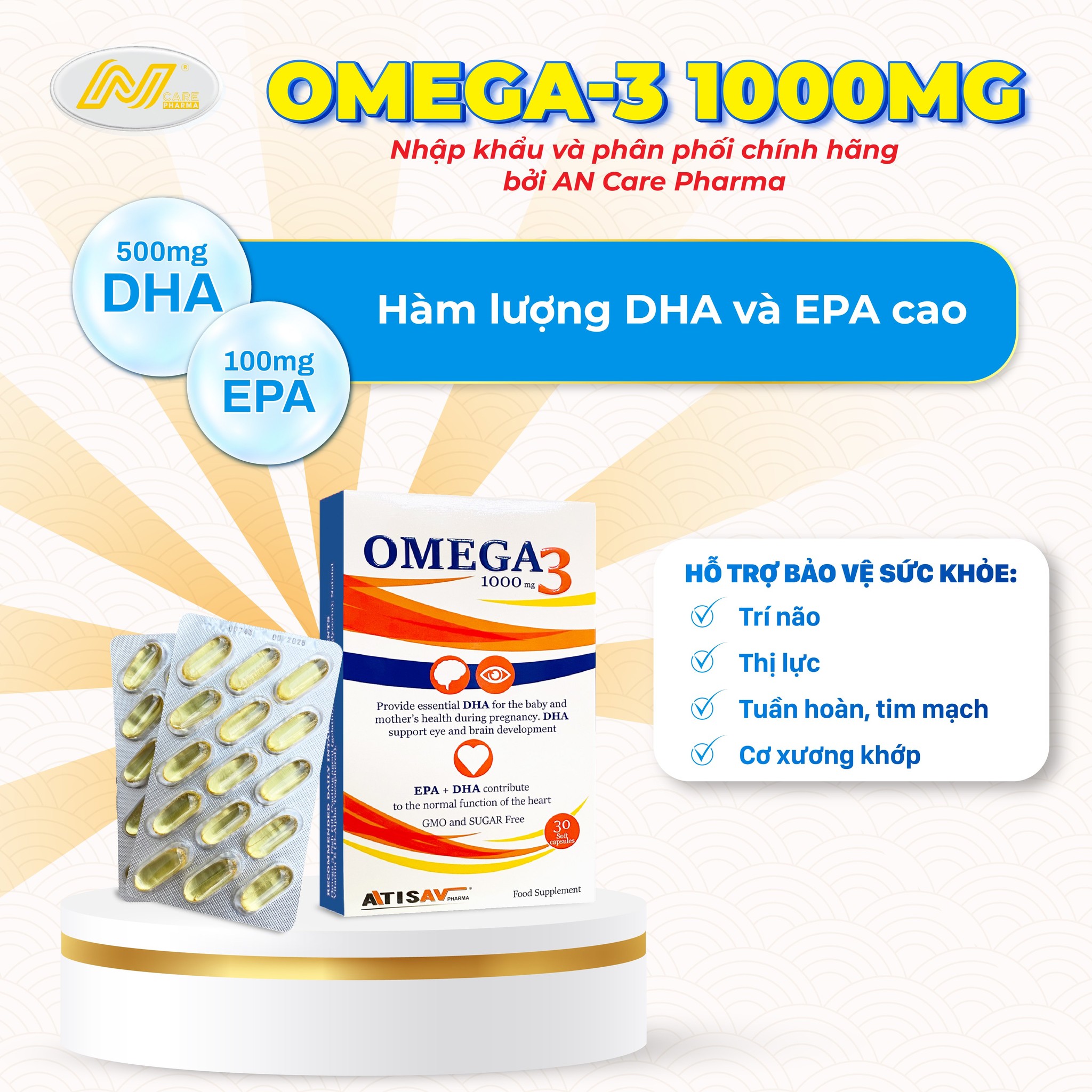 Dầu cá biển sâu Omega-3 1000mg 