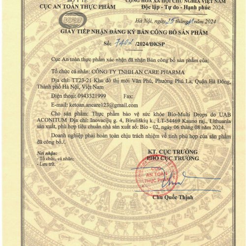 Giấy công bố Bio Multi Drops